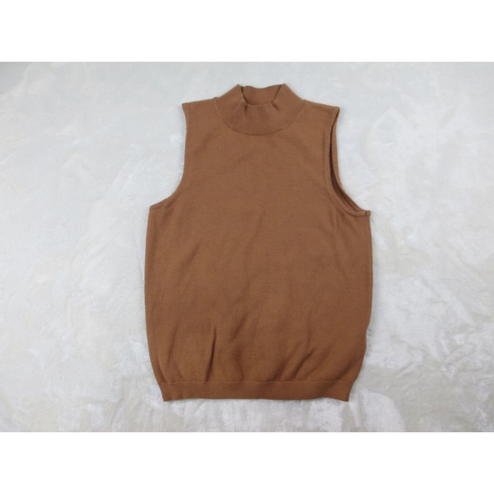 Anthropologie Vest Womens Small Brown Knit‎ Pullover Viscose Blend Mock Neck